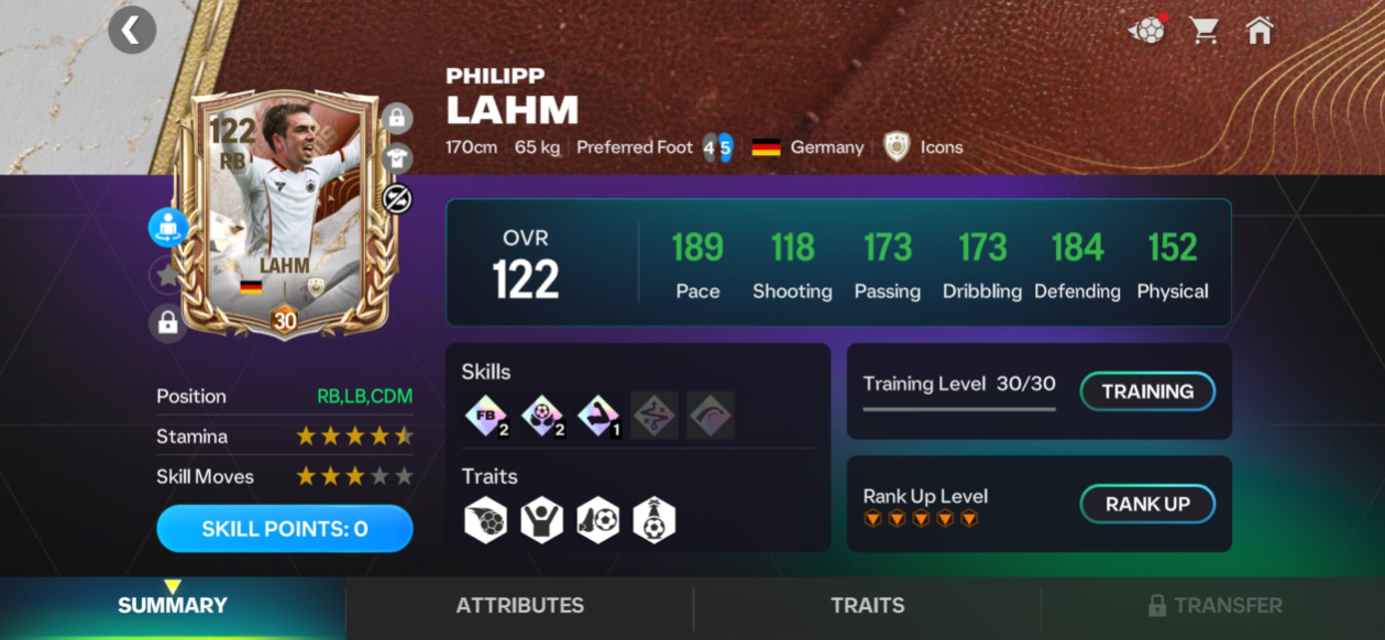 Lahm 117 Capped Legends Review