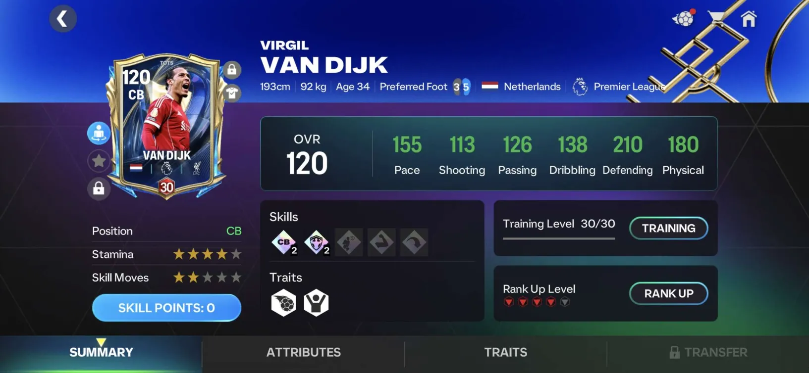 Virgil van Dijk 116 TOTS Review (FC Mobile)