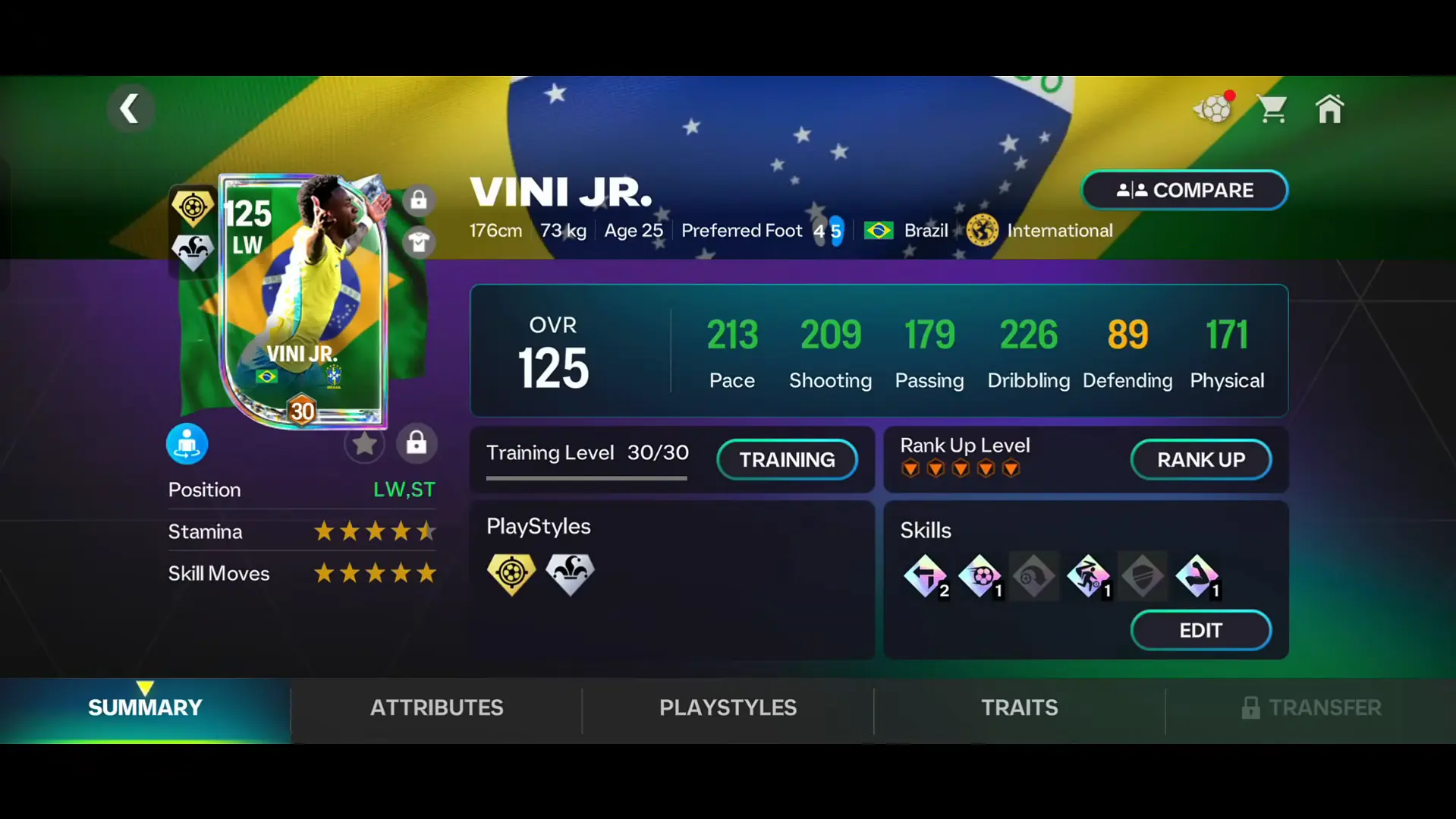 World Game Vini Jr 120 FC Mobile Review (LW)
